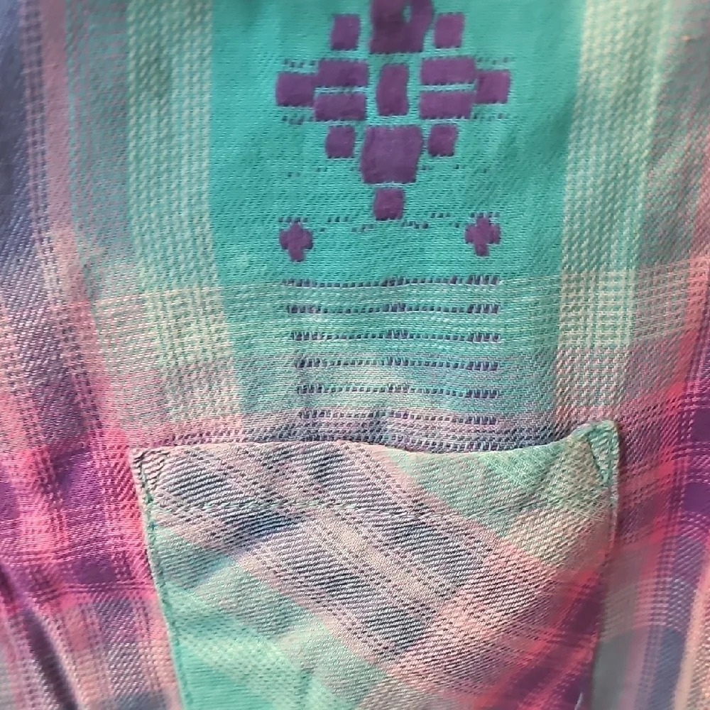 Justice Girls Teal and Purple Plaid Shirt Size 10